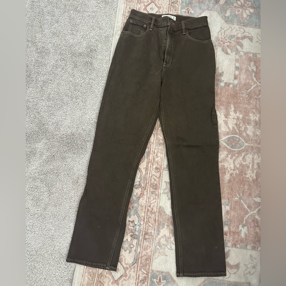 Abercrombie 90s Straight High Rise Brown Jeans